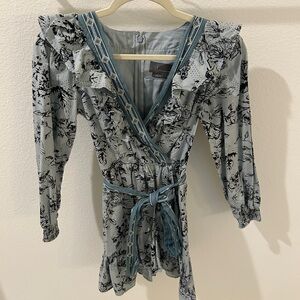 Anthropologie Ruffle Wrap Mini Dress size XSP